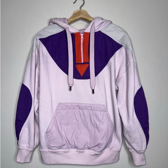 Isabel Marant Etoile Nansel Paneled Jersey/Twill Hoodie Purple/Pink Size Small - Picture 2 of 9